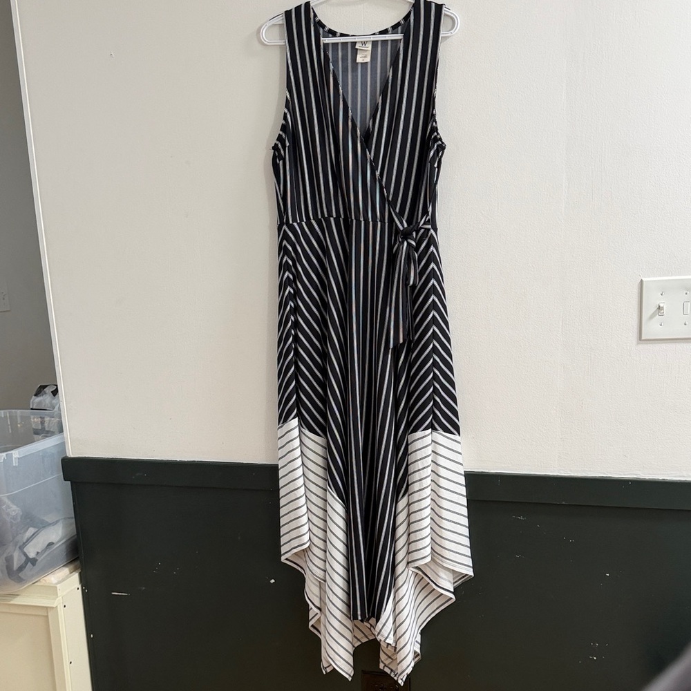 Asymmetrical Hem Faux Wrap Dress